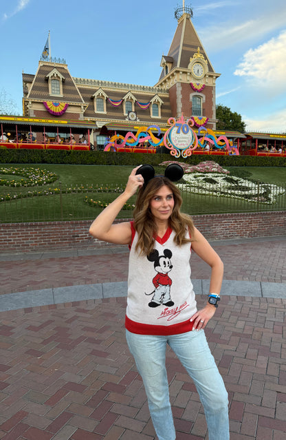 Mickey Mouse Signature Knit V-neck Vest With Red Trim