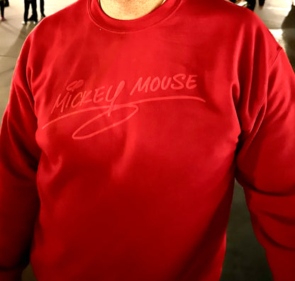 Red on Red Puff Mickey Mouse Signature Sweatshirt