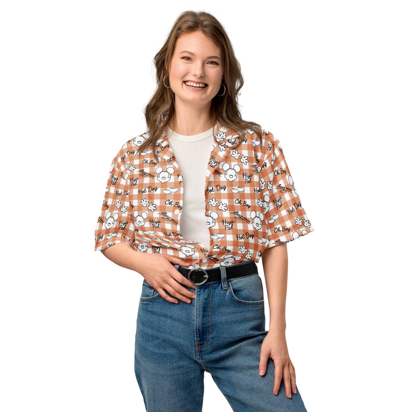 Mickey Mouse Gingham All over Print unisex button shirt