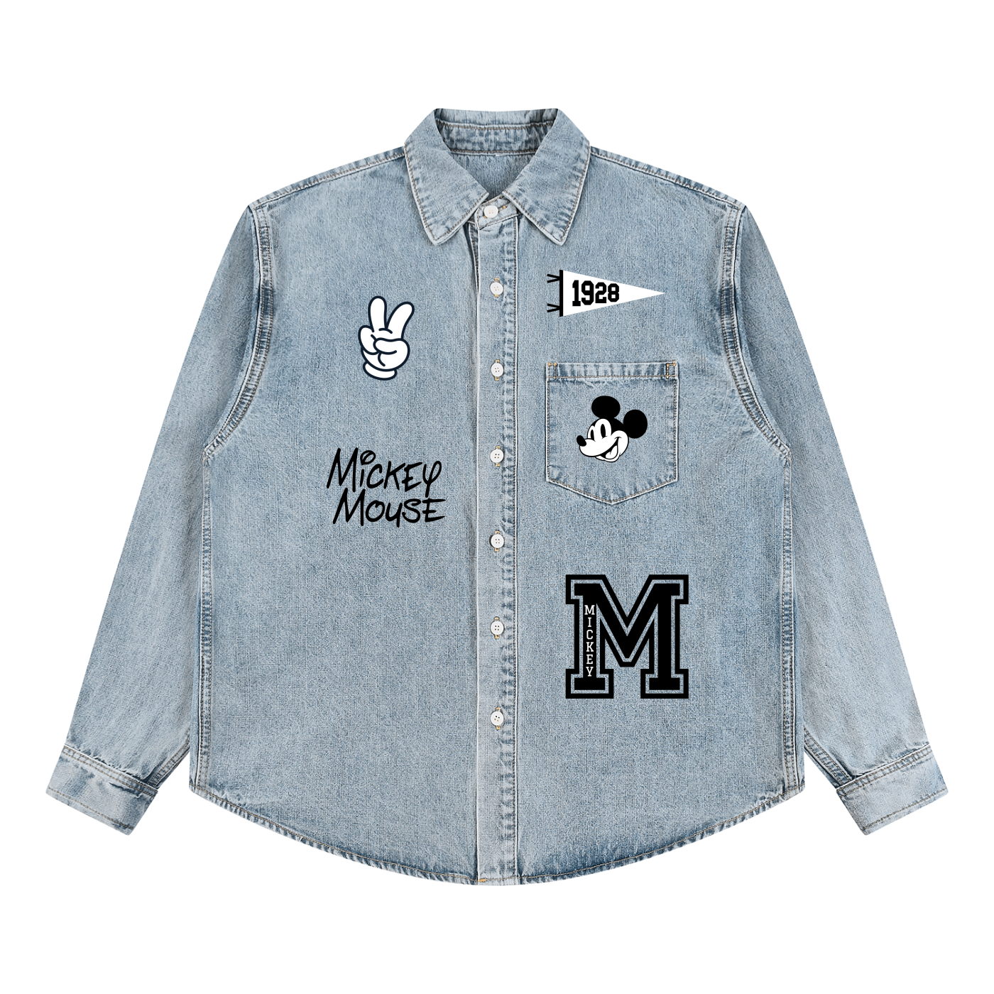 Mickey Element Double Sided Vintage Wash Denim Shirt