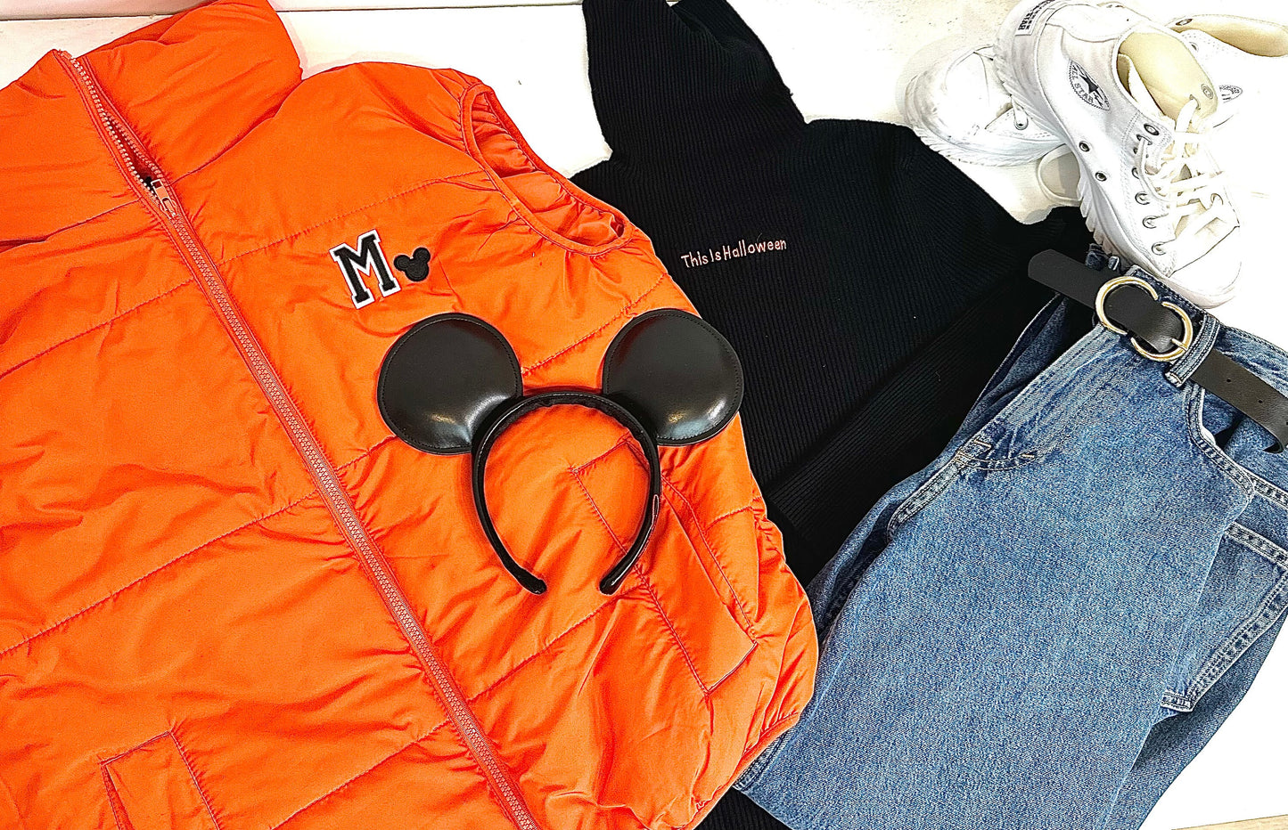 Mickey M Patch Orange Puffer Vest