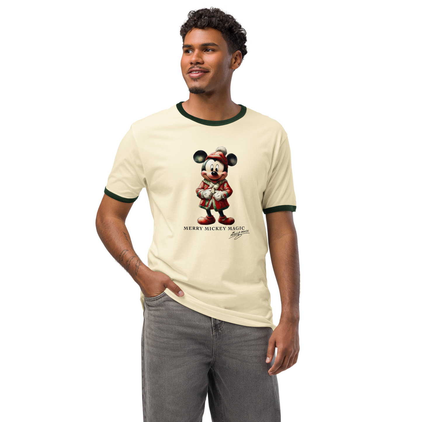 Mickey Christmas Unisex ringer t-shirt